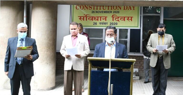 Manoj Parida, AA lead in reading the Preamble of the Constitution on the occasion of Constitution Day