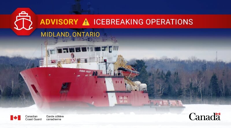 Icebreaking at Midland Ontario